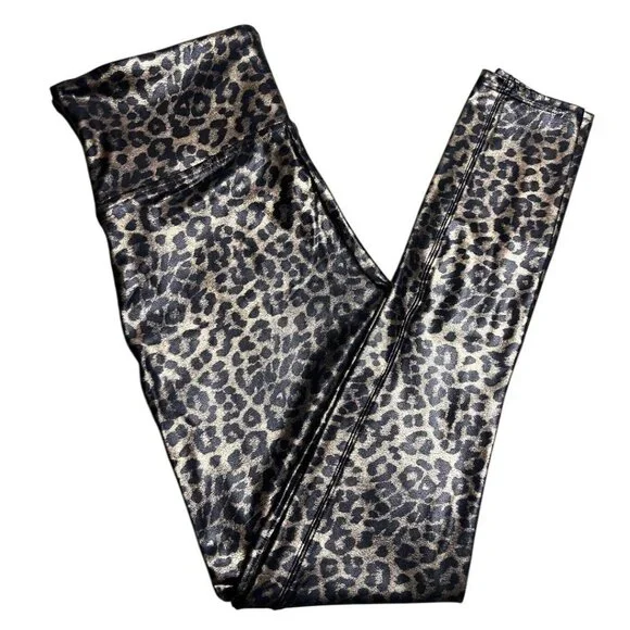 SPANX Faux Leather Shiny High Rise Animal Print Cheetah Leopard Leggings Large‎ - Picture 4 of 5